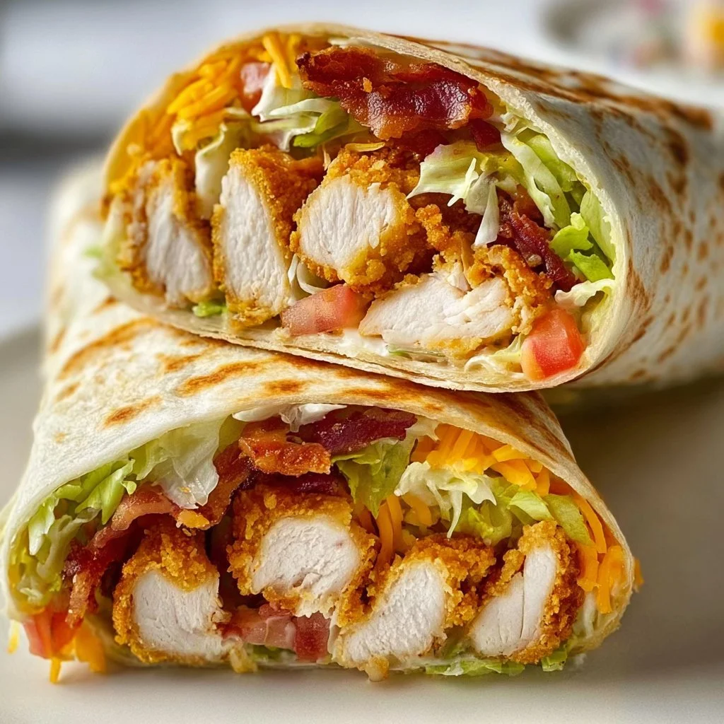 Crispy Chicken Bacon Ranch Wrap with fresh ingredients and flavors