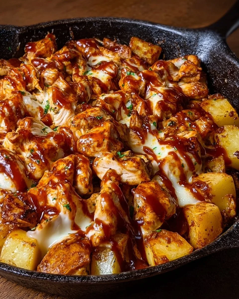 BBQ chicken and potato skillet cooked to perfection