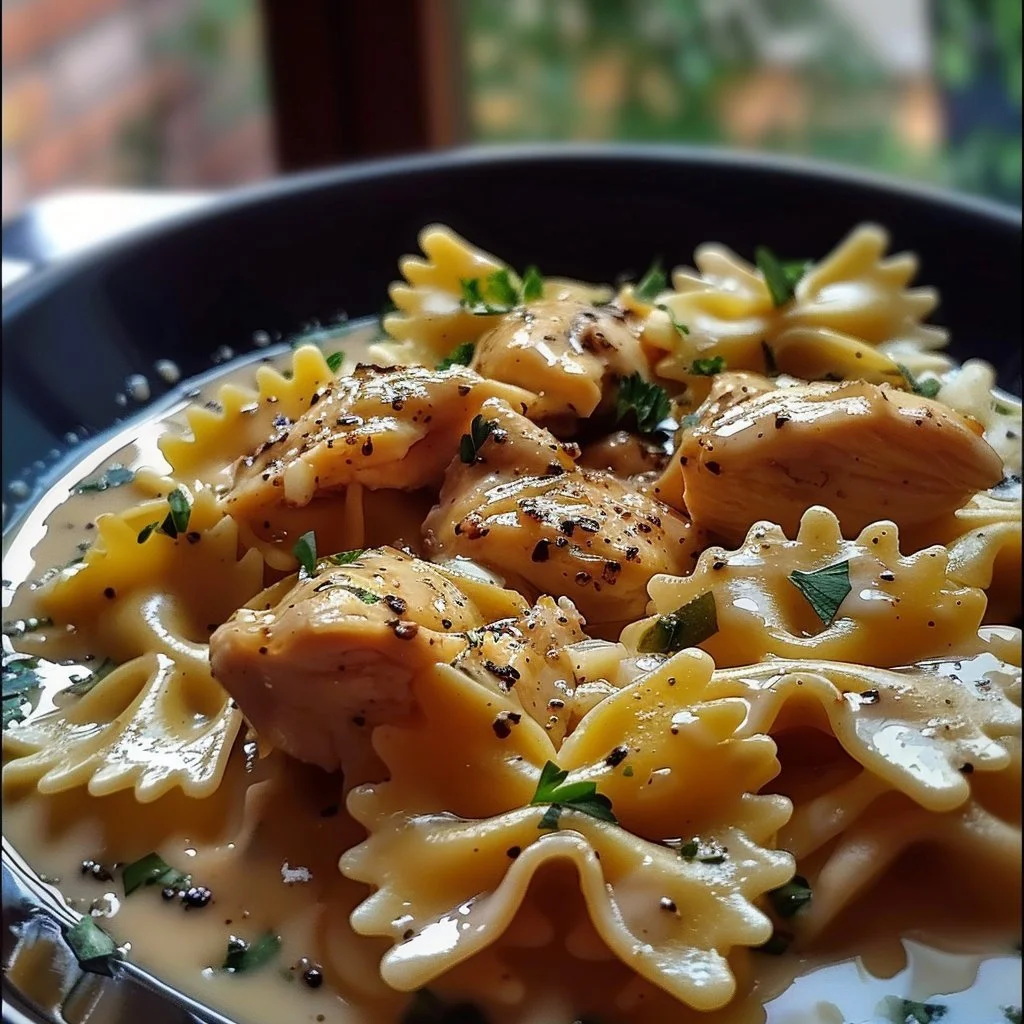 Cheesy Garlic Butter Chicken Bowties