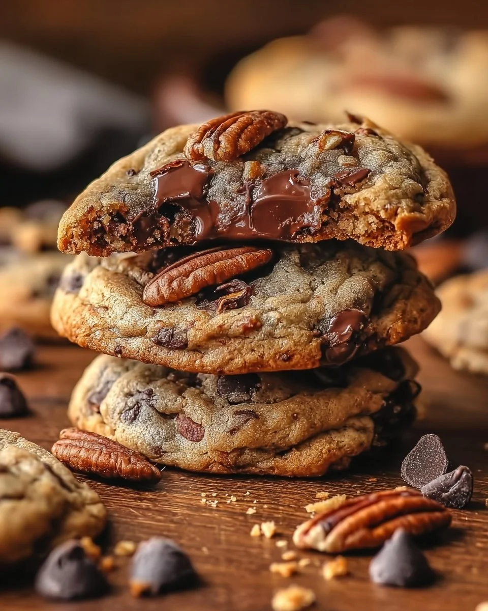Delicious chocolate chip pecan cookies fresh from the oven