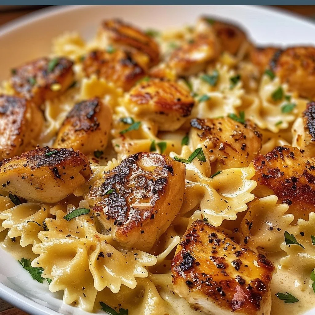 Indulgent Mozzarella Garlic Butter Chicken Bowties in Cheesy Cream