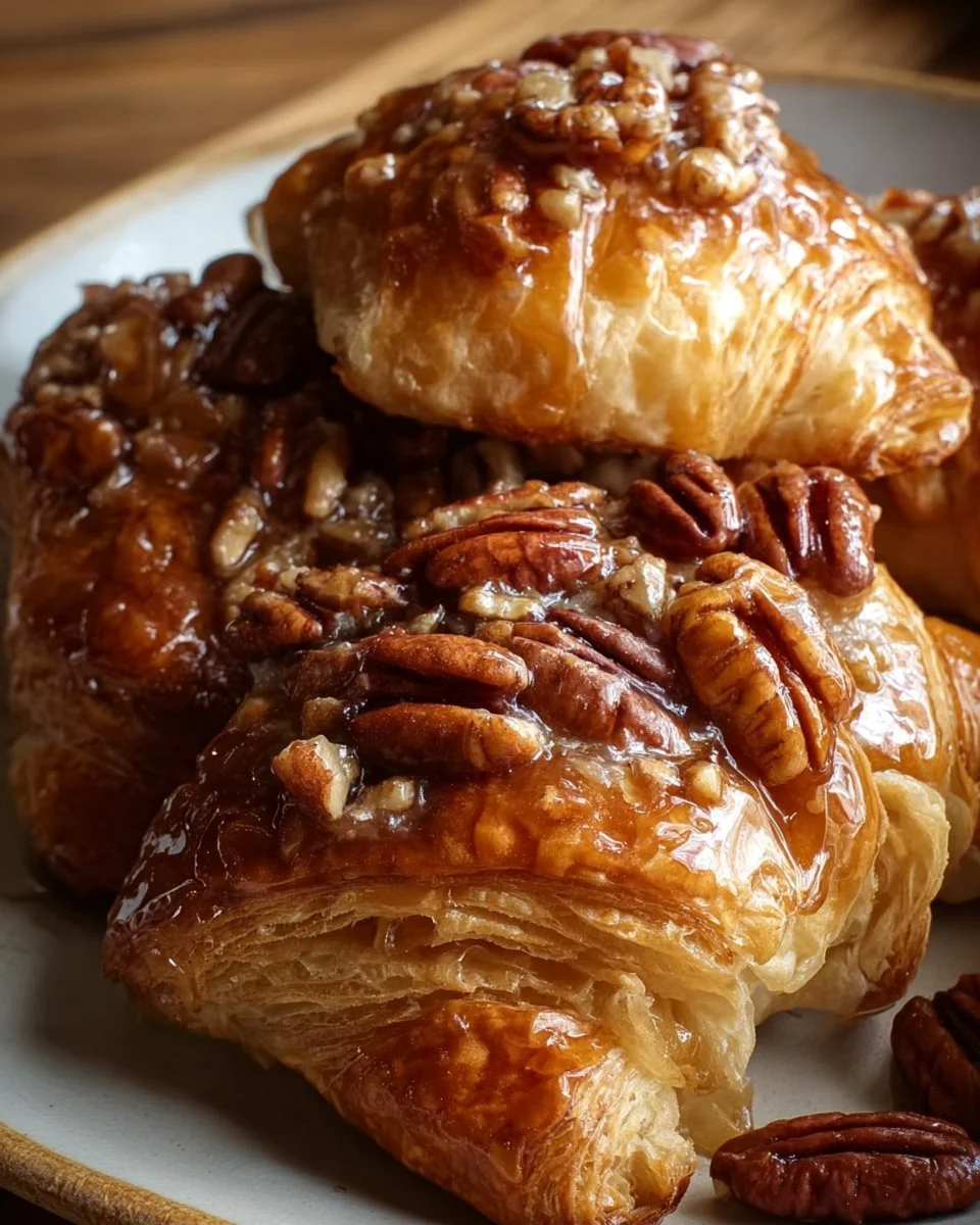 Maple Pecan Sticky Croissant Bake with gooey maple syrup and pecans