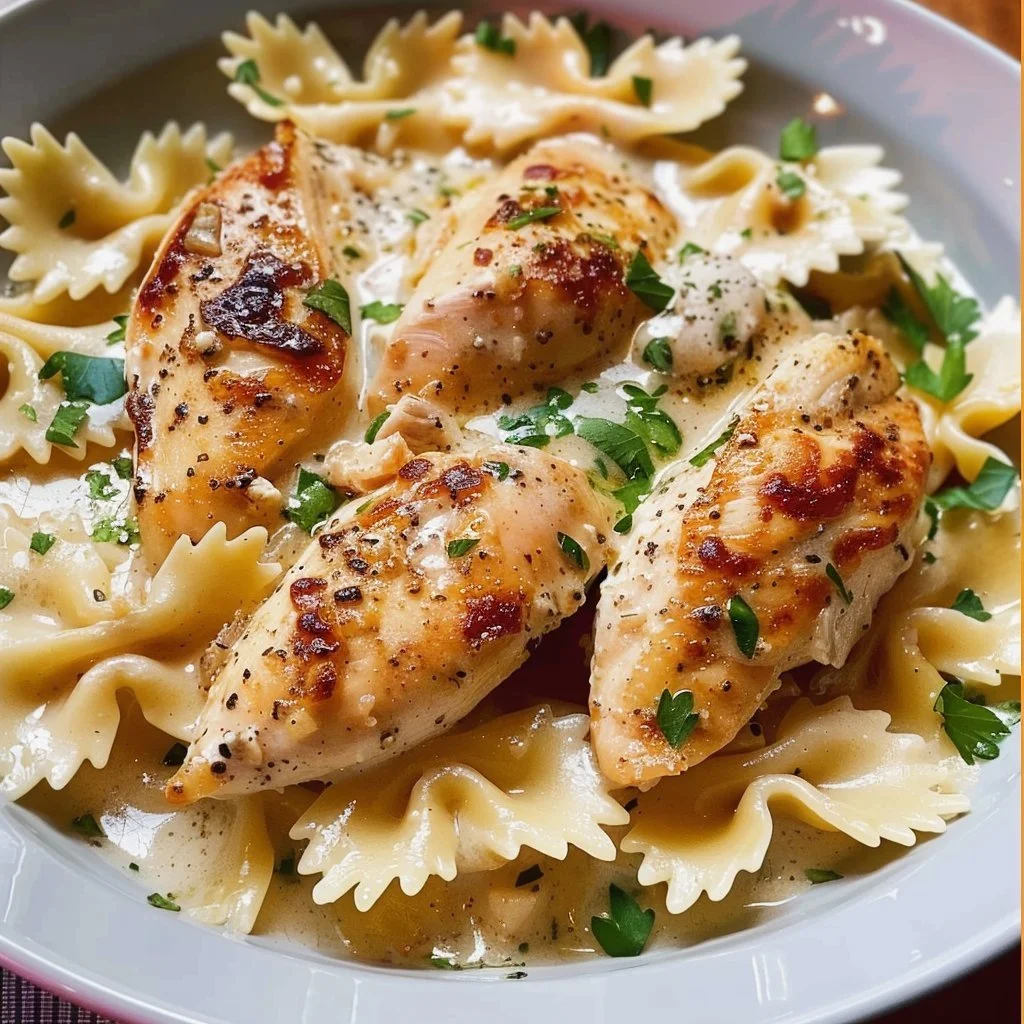 Delicious mozzarella garlic butter chicken garnished and ready to serve.