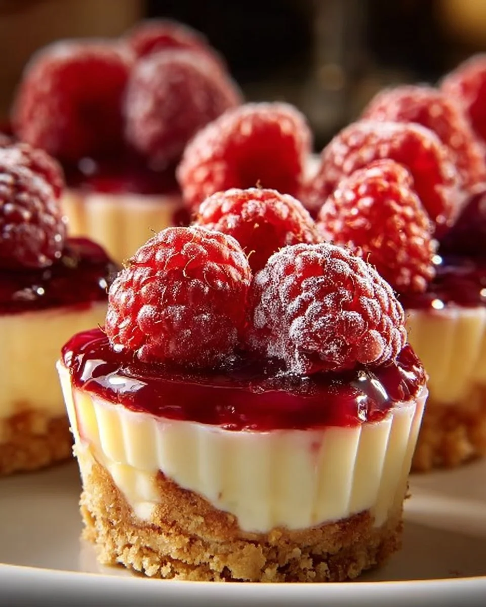 Raspberry Lemon Cheesecake Cups served in elegant dessert cups