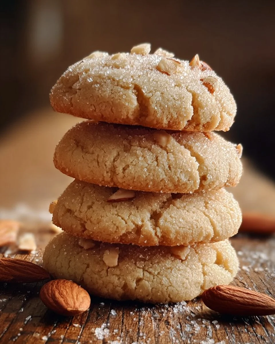 Deliciously soft almond cream cookies on a white plate.