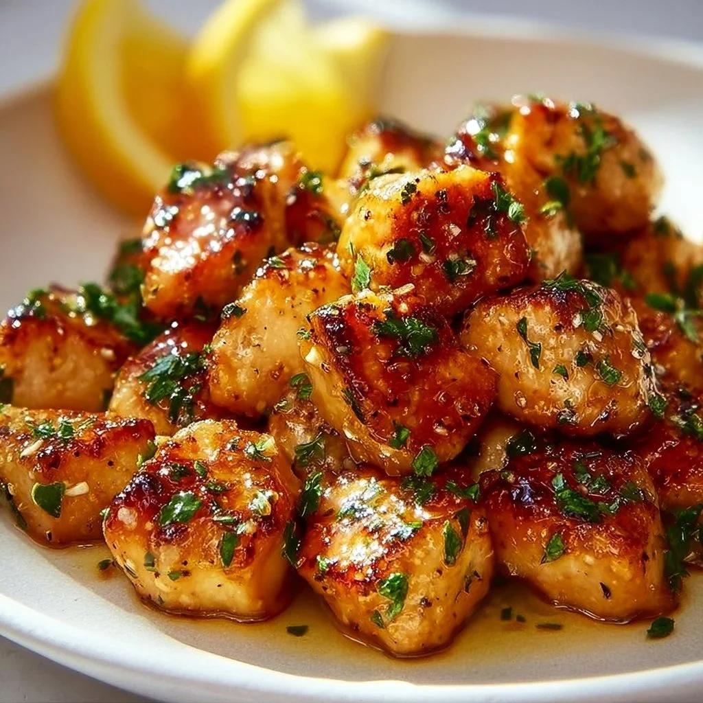 Savory Garlic Butter Chicken Bites with herbs and spices