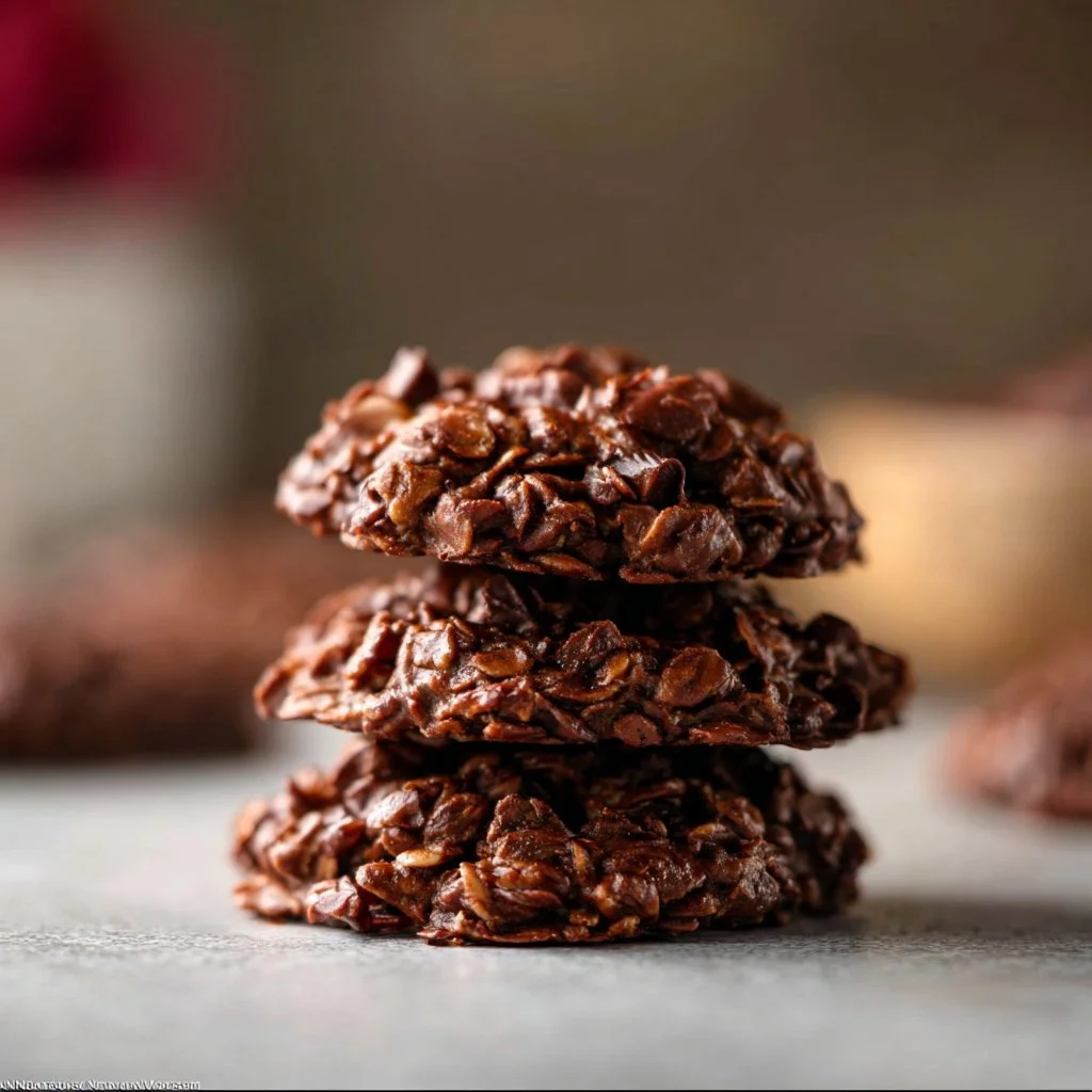 Delicious no-bake peanut butter oatmeal cookies ready to enjoy.